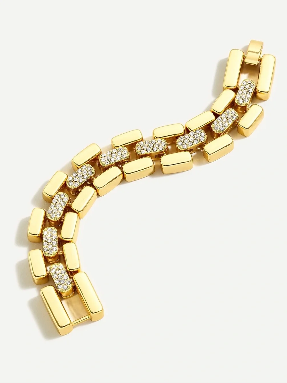 J.Crew Gold Crystal Pavé Flat-Link Bracelet NEW Sparkle Statement Jewelry Luxury